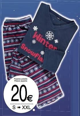 Promoties Pyjama polaire fleece pyjama - Huismerk - Cora - Geldig van 04/12/2018 tot 17/12/2018 bij Cora