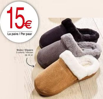 Promoties Mules - slippers - Huismerk - Cora - Geldig van 04/12/2018 tot 17/12/2018 bij Cora