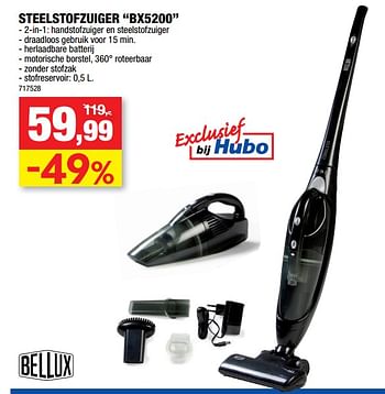 Promoties Bellux steelstofzuiger bx5200 - Bellux - Geldig van 05/12/2018 tot 16/12/2018 bij Hubo