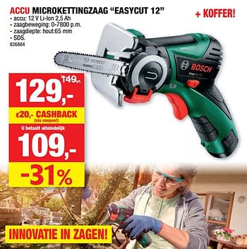 Promoties Bosch accu microkettingzaag easycut 12 - Bosch - Geldig van 05/12/2018 tot 16/12/2018 bij Hubo