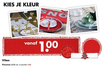 Promoties Vilten placemat - Huismerk - Wibra - Geldig van 03/12/2018 tot 15/12/2018 bij Wibra