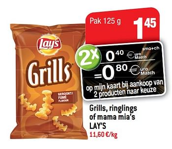 Promotions Grills, ringlings of mama mia`s lay`s - Lay's - Valide de 05/12/2018 à 11/12/2018 chez Smatch