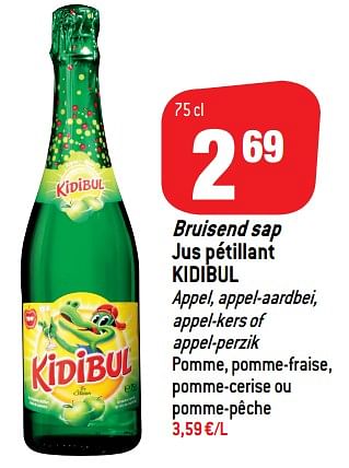 Promotions Bruisend sap jus pétillant kidibul - Kidibul - Valide de 05/12/2018 à 11/12/2018 chez Match