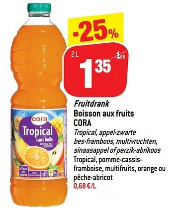 Promoties Fruitdrank boisson aux fruits cora - Huismerk - Match - Geldig van 05/12/2018 tot 11/12/2018 bij Match