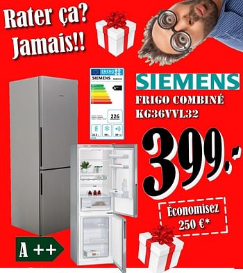 Promotions Siemens frigo combiné kg36vv1l32 - Siemens - Valide de 01/12/2018 à 31/12/2018 chez Electro Zschau