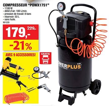 Promotions Powerplus compresseur powx1751 - Powerplus - Valide de 05/12/2018 à 16/12/2018 chez Hubo