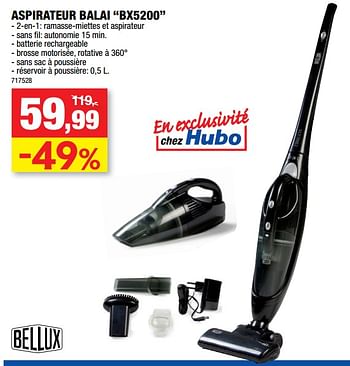 Promotions Bellux aspirateur balai bx5200 - Bellux - Valide de 05/12/2018 à 16/12/2018 chez Hubo