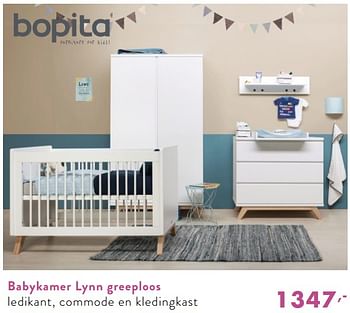 Promoties Babykamer lynn greeploos ledikant, commode en kledingkast - Bopita - Geldig van 03/12/2018 tot 08/12/2018 bij Baby & Tiener Megastore