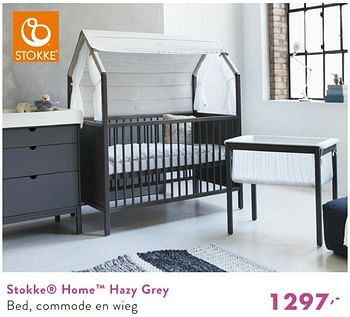 Promoties Stokke home hazy grey bed, commode en wieg - Stokke - Geldig van 03/12/2018 tot 08/12/2018 bij Baby & Tiener Megastore
