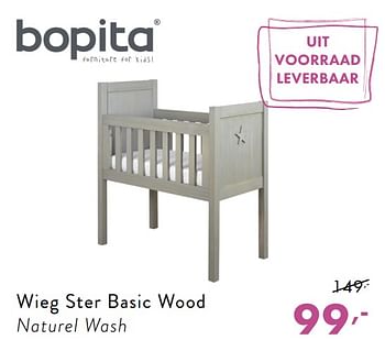 Promoties Wieg ster basic wood naturel wash - Bopita - Geldig van 03/12/2018 tot 08/12/2018 bij Baby & Tiener Megastore