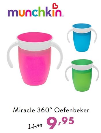 Promoties Miracle 360° oefenbeker - Munchkin - Geldig van 03/12/2018 tot 08/12/2018 bij Baby & Tiener Megastore