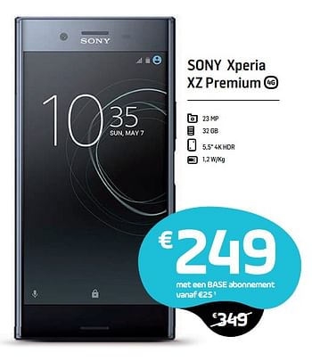 Promoties Sony xperia xz premium - Sony - Geldig van 04/12/2018 tot 02/01/2019 bij Base