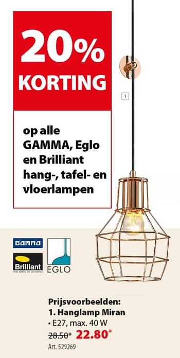 Promoties Hanglamp miran - Gamma - Geldig van 05/12/2018 tot 17/12/2018 bij Gamma