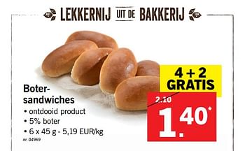 Promoties Botersandwiches - Huismerk - Lidl - Geldig van 10/12/2018 tot 15/12/2018 bij Lidl