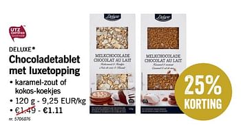Promoties Chocoladetablet met luxetopping - Deluxe - Geldig van 10/12/2018 tot 15/12/2018 bij Lidl