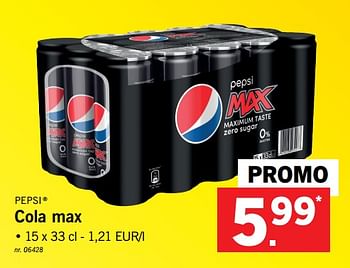 Promoties Cola max - Pepsi - Geldig van 10/12/2018 tot 15/12/2018 bij Lidl