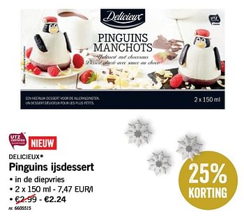 Promoties Pinguins ijsdessert - Delicieux - Geldig van 10/12/2018 tot 15/12/2018 bij Lidl