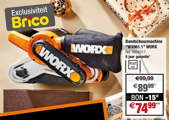 Worx Bandschuurmachine wx661.1 worx Promotie bij Brico