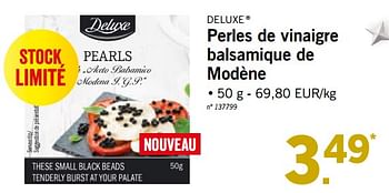 Promotions Perles de vinaigre balsamique de modène - Deluxe - Valide de 10/12/2018 à 15/12/2018 chez Lidl