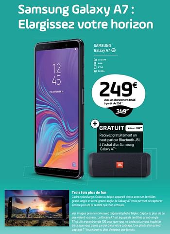 Promotions Samsung galaxy a7 - Samsung - Valide de 04/12/2018 à 02/01/2019 chez Base
