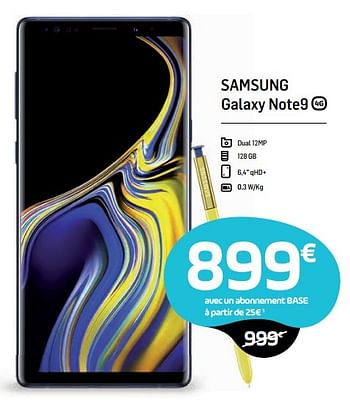 Promotions Samsung galaxy note9 - Samsung - Valide de 04/12/2018 à 02/01/2019 chez Base