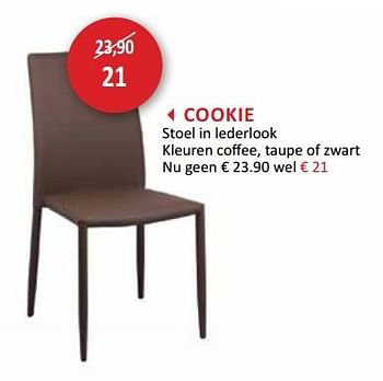 Promoties Cookie stoel in lederlook kleuren coffee, taupe of zwart - Huismerk - Weba - Geldig van 28/11/2018 tot 27/12/2018 bij Weba