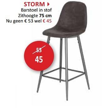Promoties Storm barstoel in stof zithoogte 75 cm - Huismerk - Weba - Geldig van 28/11/2018 tot 27/12/2018 bij Weba
