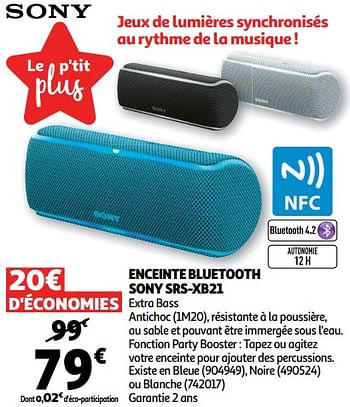 Promotions Enceinte bluetooth sony srs-xb21 - Sony - Valide de 28/11/2018 à 24/12/2018 chez Auchan Ronq