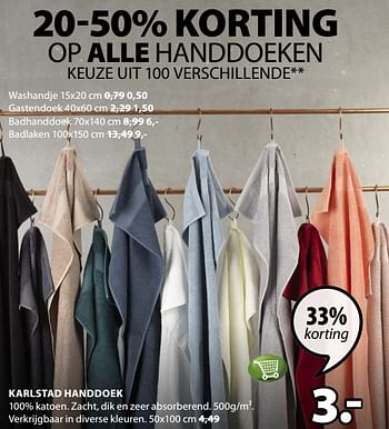 Promoties Karlstad handdoek - Huismerk - Jysk - Geldig van 03/12/2018 tot 16/12/2018 bij Jysk
