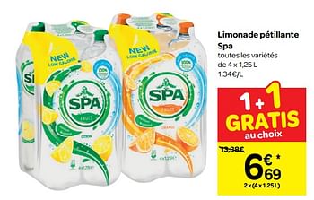 Promotions Limonade pétillante spa - Spa - Valide de 05/12/2018 à 10/12/2018 chez Carrefour
