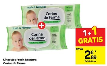 Promotions Lingettes fresh + natural corine de farme - Corine de farme - Valide de 05/12/2018 à 10/12/2018 chez Carrefour
