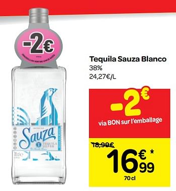 Promotions Tequila sauza blanco - Sauza - Valide de 05/12/2018 à 10/12/2018 chez Carrefour