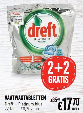 Promoties Vaatwastabletten dreft - Dreft - Geldig van 06/12/2018 tot 12/12/2018 bij Delhaize