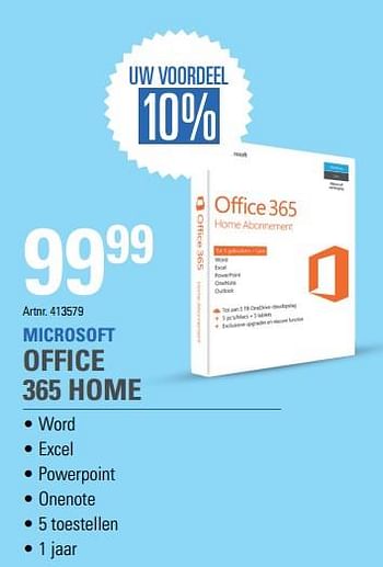 Promoties Microsoft office 365 home - Microsoft - Geldig van 06/12/2018 tot 31/12/2018 bij Auva
