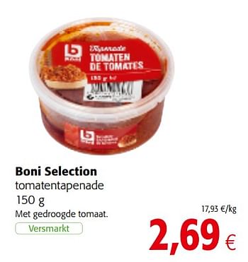 Promoties Boni selection tomatentapenade - Boni - Geldig van 05/12/2018 tot 18/12/2018 bij Colruyt