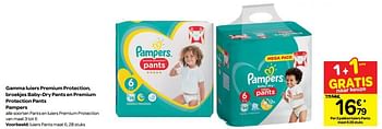 Promoties Gamma luiers premium protection, gratis broekjes baby-dry pants en premium protection pants pampers luiers pants maat - Pampers - Geldig van 05/12/2018 tot 10/12/2018 bij Carrefour