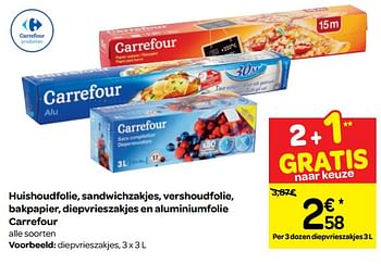 Promoties Huishoudfolie, sandwichzakjes, vershoudfolie, bakpapier, diepvrieszakjes en aluminiumfolie carrefour diepvrieszakjes - Huismerk - Carrefour  - Geldig van 05/12/2018 tot 10/12/2018 bij Carrefour