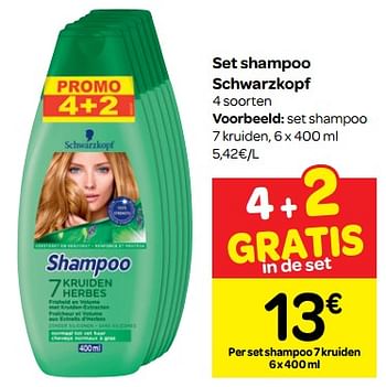 Promoties Set shampoo schwarzkopf set shampoo 7 kruiden - Schwarzkopf - Geldig van 05/12/2018 tot 10/12/2018 bij Carrefour