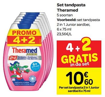 Promoties Set tandpasta theramed set tandpasta 2 in 1 junior aardbei - Theramed - Geldig van 05/12/2018 tot 10/12/2018 bij Carrefour