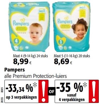 Promoties Pampers alle premium protection-luiers - Pampers - Geldig van 05/12/2018 tot 18/12/2018 bij Colruyt