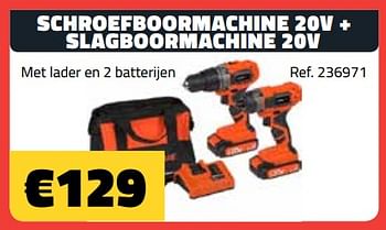 Promoties Powerplus schroefboormachine 20v + slagboormachine 20v - Powerplus - Geldig van 09/12/2018 tot 31/12/2018 bij Bouwcenter Frans Vlaeminck
