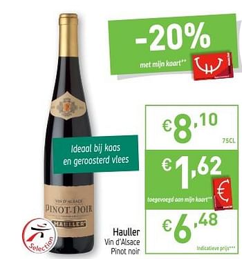 Promoties Hauller vin d`alsace pinot noir - Rode wijnen - Geldig van 27/11/2018 tot 31/12/2018 bij Intermarche