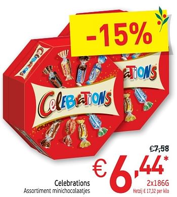 Promoties Celebrations assortiment minichocolaatjes - Celebrations - Geldig van 27/11/2018 tot 31/12/2018 bij Intermarche