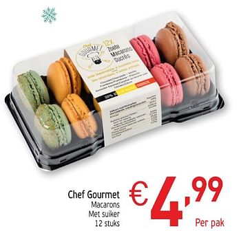 Promoties Chef gourmet macarons met suiker - Chef Gourmet - Geldig van 27/11/2018 tot 31/12/2018 bij Intermarche