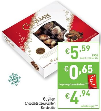 Promotions Guylian chocolade zeevruchten kersteditie - Guylian - Valide de 27/11/2018 à 31/12/2018 chez Intermarche