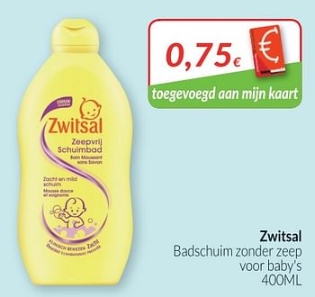Exclusief Statistisch Vroegst Zwitsal Badschuim zonder zeep voor baby`s - Promotie bij Intermarche