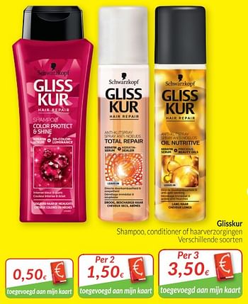 Promoties Shampoo, conditioner of haarverzorgingen - Gliss Kur - Geldig van 01/12/2018 tot 31/12/2018 bij Intermarche