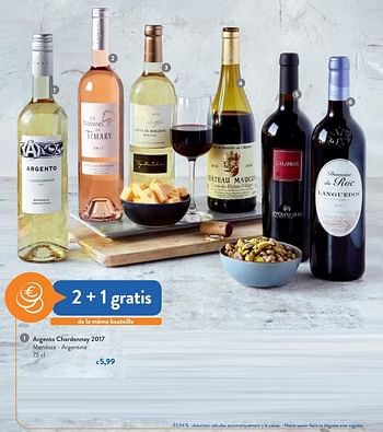 Promotions Argento chardonnay 2017 mendoza - argentine - Vins blancs - Valide de 05/12/2018 à 13/12/2018 chez OKay