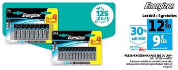Promotions Piles energizer max plus lr3 ou lr6 - Energizer - Valide de 05/12/2018 à 11/12/2018 chez Auchan Ronq