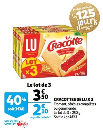 Promotions Cracottes de lu - Lu - Valide de 05/12/2018 à 11/12/2018 chez Auchan Ronq